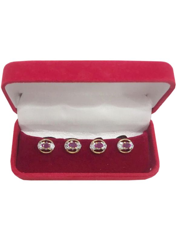 Premium Round Shape Buttons With Red Stone And Crystals
