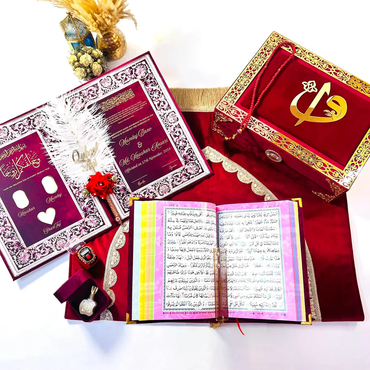 Premium Quran Gift Set | Hubb Al-Iman Collection | Luxurious Islamic Prayer red...