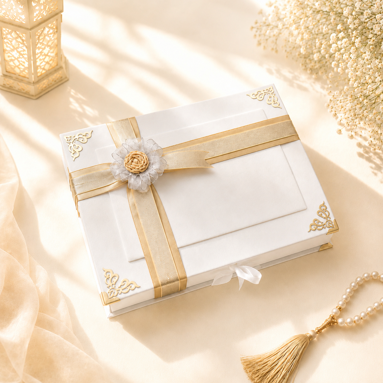 Personalized Velvet Quran Gift Set with Pearl Prayer Bead: Islamic Gift Set f...