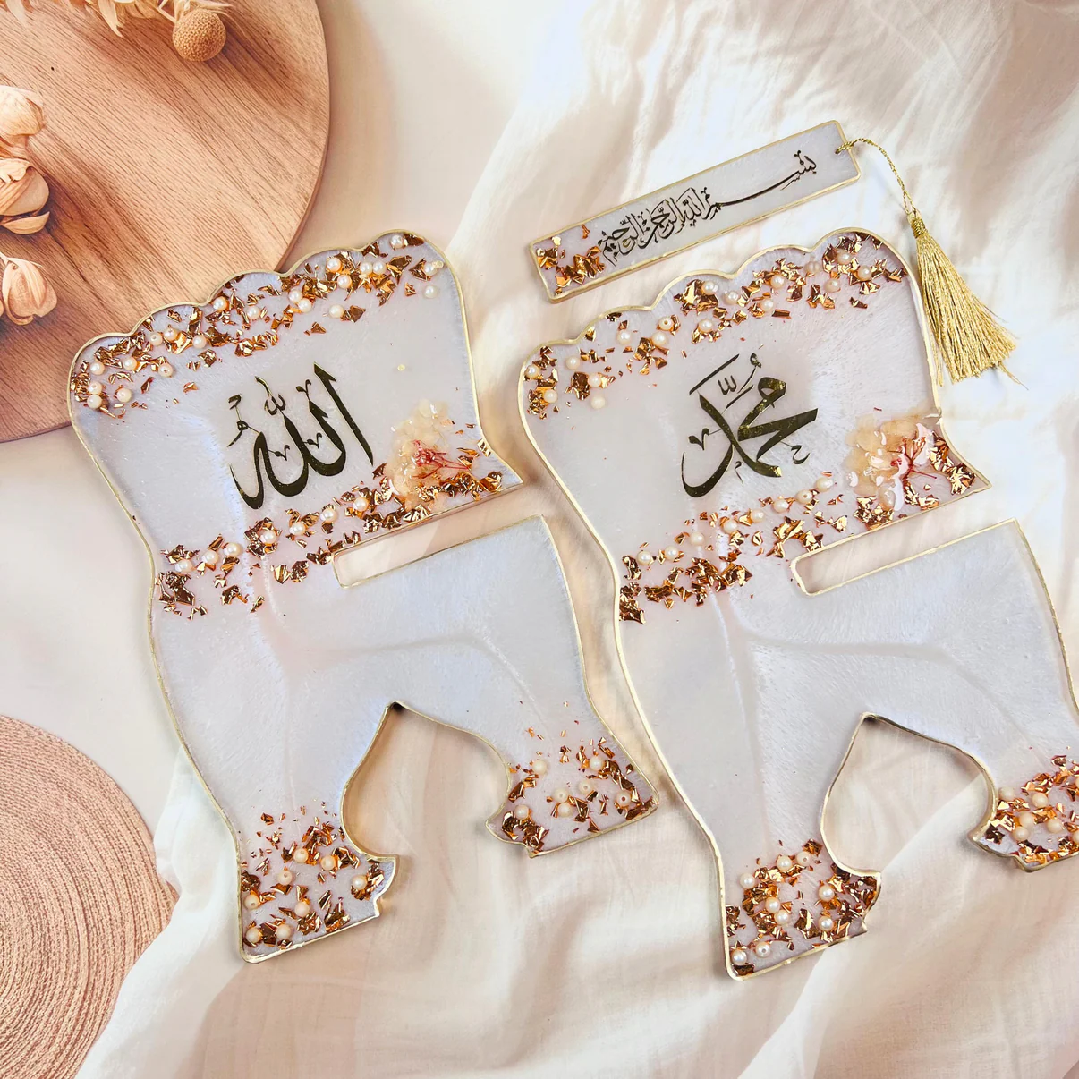 Misty Rose Elegance: Barkat-e-Jariyah Resin Quran Hamper | Quran Gift Set
