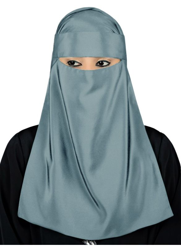 Lamah Niqab Square Hijab And Head Band (Grey)