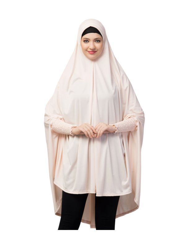 Stretchable Smoking At Wrist Knee Length Jilbab Cum Prayer Khimar Hijab