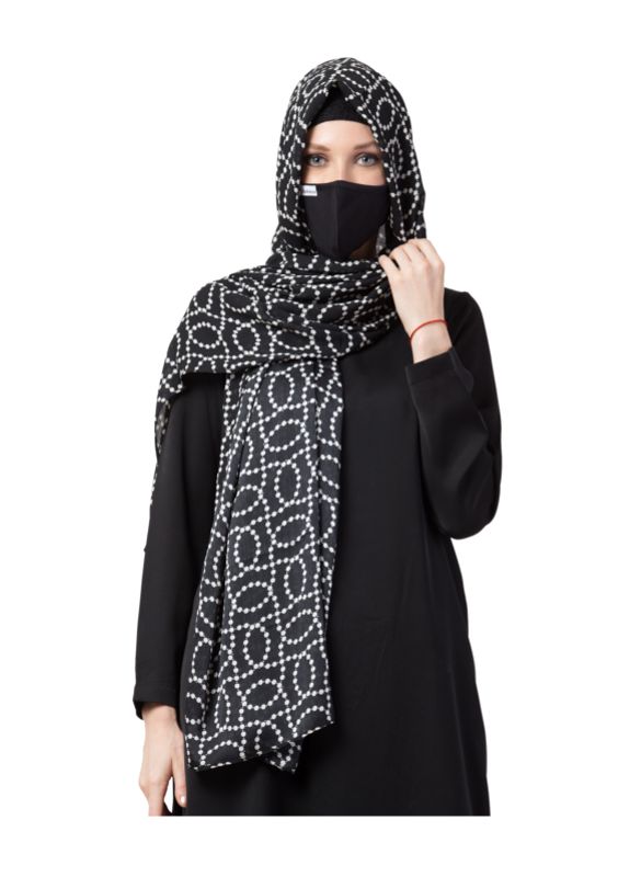 Full Size Stole Hijab With Mask And Under Scarf Cap 3 Pcs Set