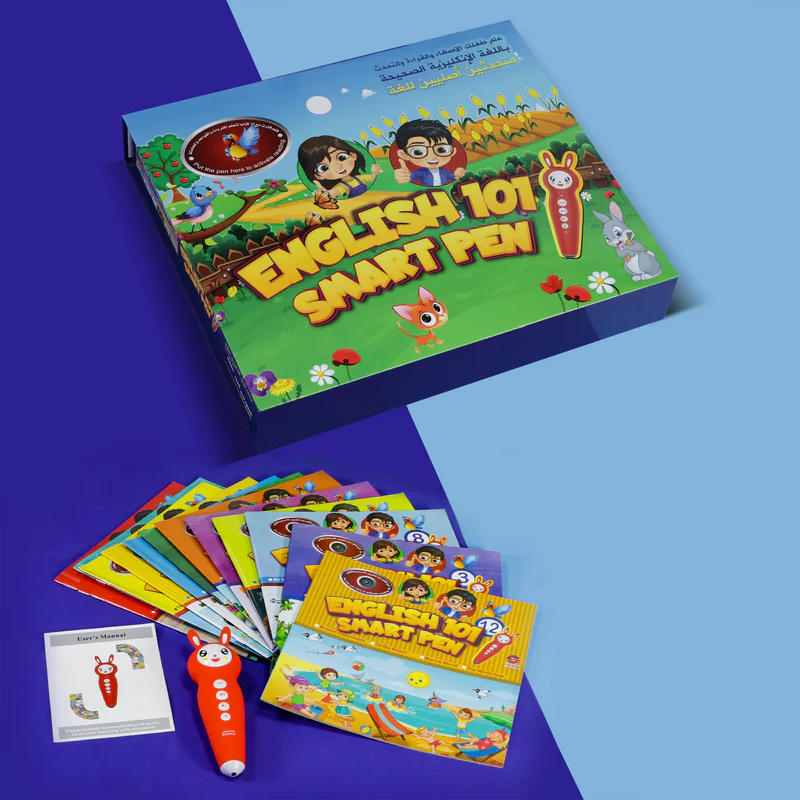 English Talking Pen with 12 Conversation Books | Interactive English Learning Pen Set for Kids | Vocabulary, Speaking & Pronunciation Practice
