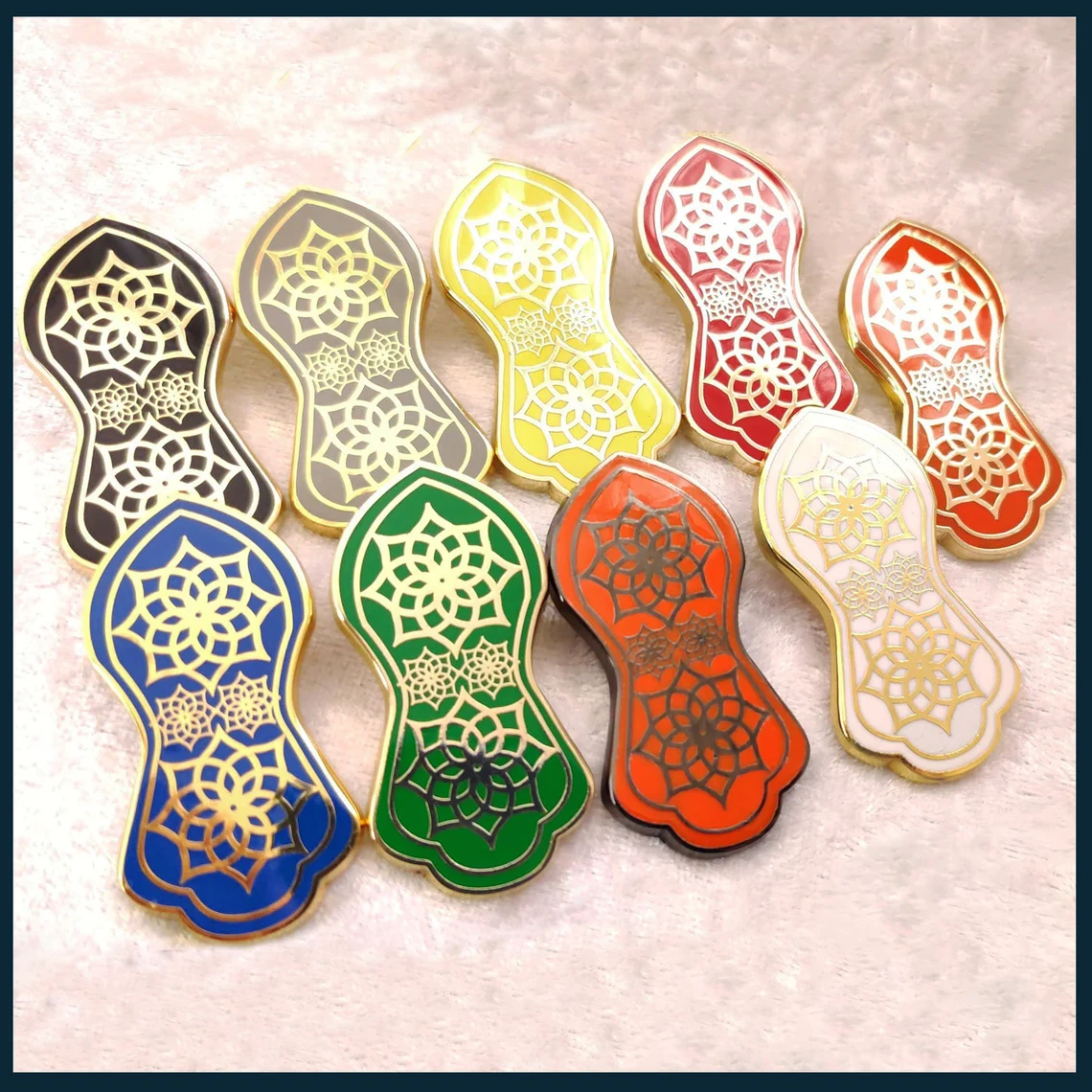 Enamel Star Flower Lapel Pin: Islamic Sacred Badge