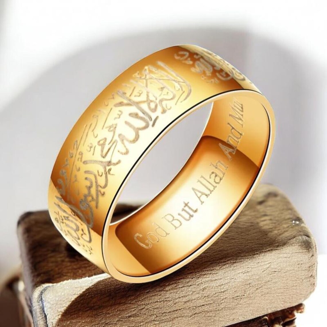 Islamic Quran Message Titanium Steel Ring for Men Women  Arabic God Words Muslim Religious Jewelry