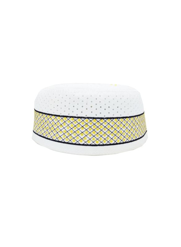 White Mixed Black Embroidery Cap