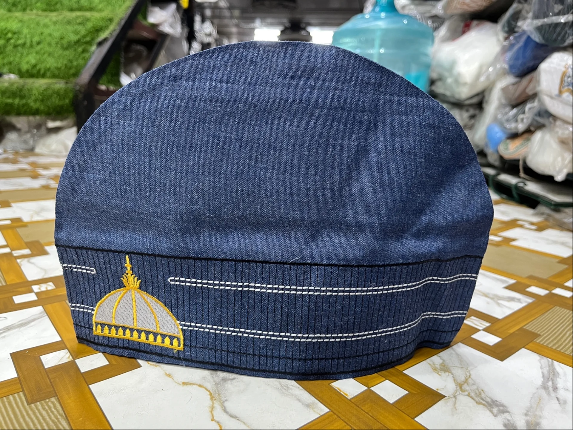 Khwaja Garib Nawaz Cotton do Palla Cap Blue