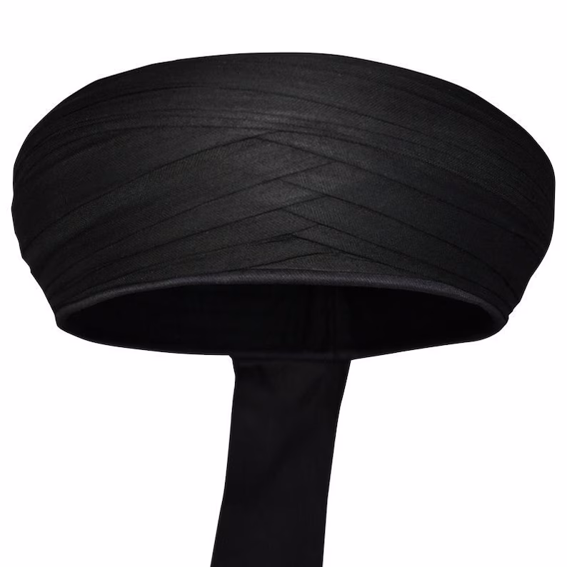 Saladin Pure Black Imamah | Premium Salah ad Din Prayer Hat | Sunnah Turban & Muslim Cap for Men