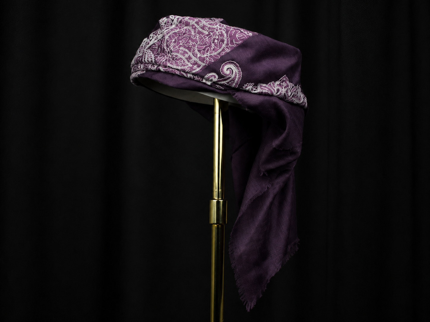 Ready To Wear Purple Traditional Yemeni Embroidered Imamah Shemagh | Adjustable Islamic Headwear for Men & Children