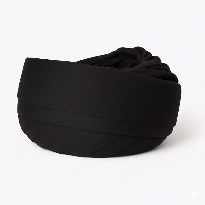 Black Islamic Turban | Ready-to-Wear Imamah with Free Gift Box | Premium Sunnah Turban for Men