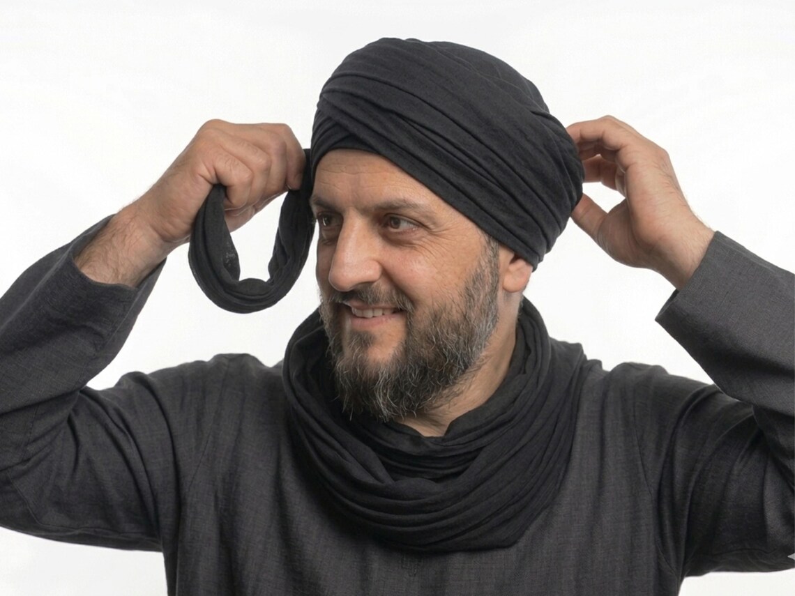 Cotton Imamah Turban Fabric | Black Cotton Sarik Wrapping Cloth | Premium Soft Breathable Turban Wrap for Islamic Headwear
