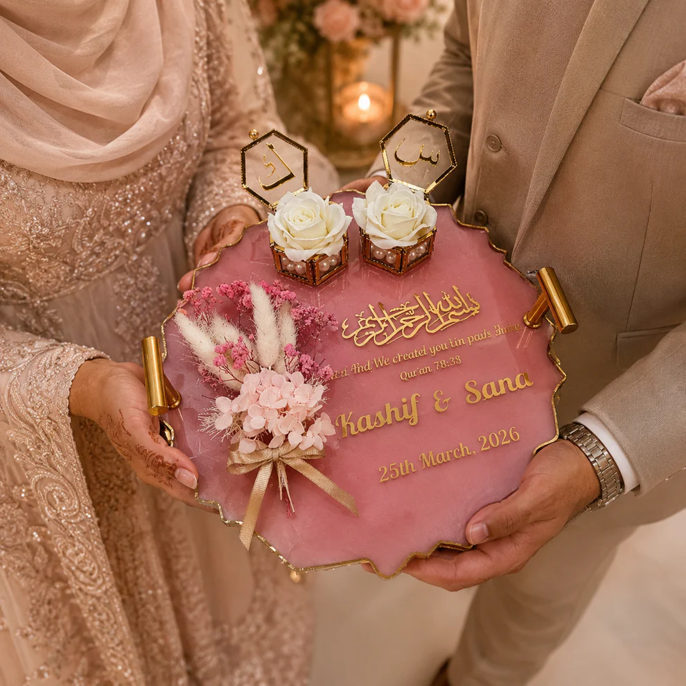 Personalized Islamic Engagement Ring Tray for Engagement Ceremony