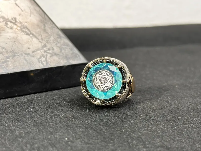 Solomon's Seal Ring, Handmade Sterling Silver Ring, Star of David Ring, Solomon Seal Silver Ring, Vintage Men Ring, Silver Ring For Men