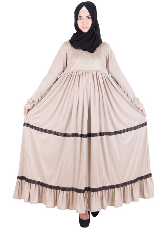 Beige Frock Style Modest Abaya