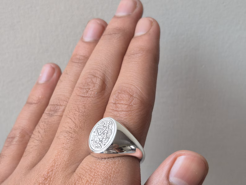 Mens Handmade Ring, Turkish Handmade Silver Men Ring, Ottoman Ring, Cream Amber Ring, Islamic Ring, Gift for Him, 925k Sterling Silver Ring