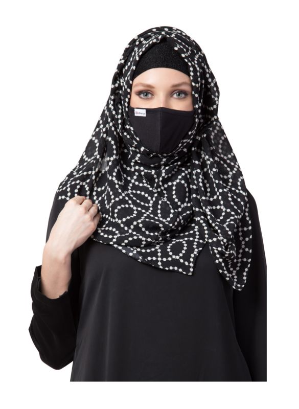 Premium Full Size Hijab Set with Mask & Under Scarf Cap (3-Piece)