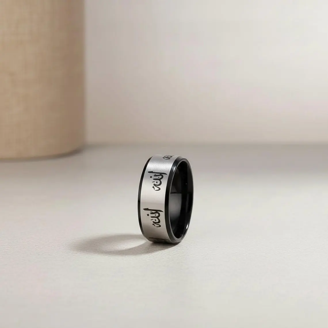 Ring with Allah Engraving : Stainless Steel Islamic Jewelry for Men and Women