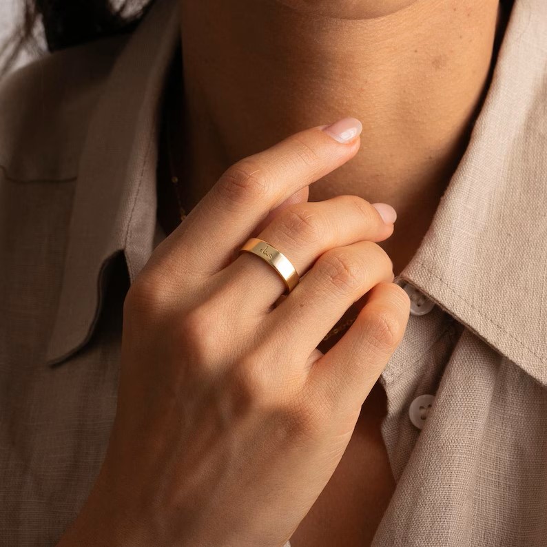 Personalized Arabic Band Ring | Handmade 925 Sterling Silver Custom Engraved Ring | Arabic Name Ring for Men & Women