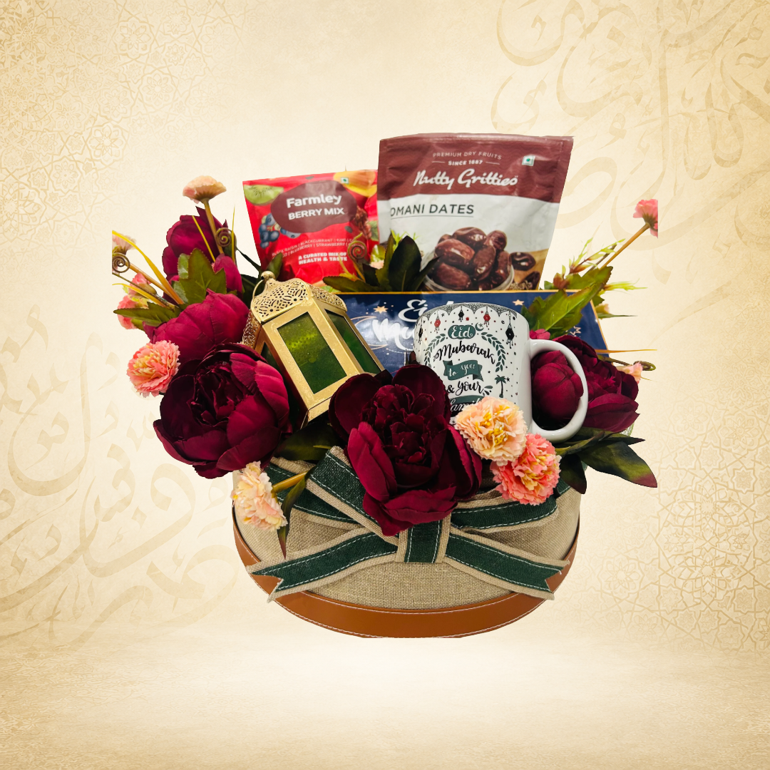 Eid Bliss Gift Basket | Dates, Dried Pineapple, Eid Mubarak Mug, Chocolate Box & More