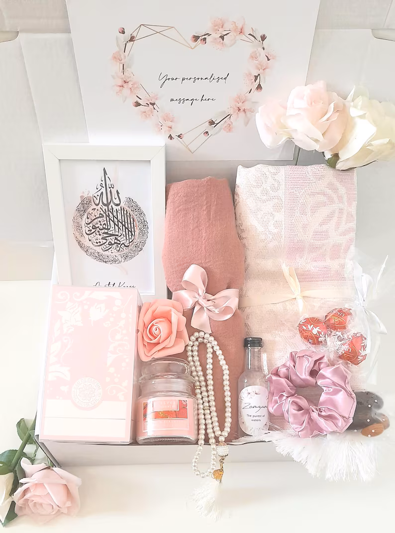 Luxury Personalised Hijab Gift Box | Islamic Hamper for Eid, Hajj, Umrah, Nikah & Weddings
