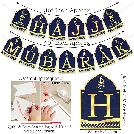 Hajj Mubarak Hanging Banner Decoration Items pack of 1 Set Banner