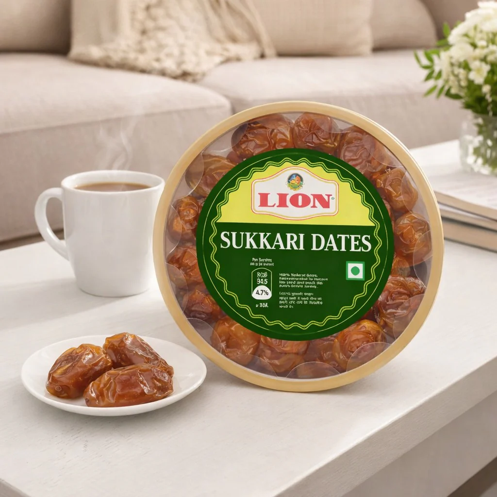 Lion dates Premium Sukkari Dates - Sweet, Soft & Moist, 100% Natural, No Added Sugar, High in Fiber & Nutrients, Perfect for Snacking, Baking, and Energy Boost, Fresh & Quality Assured (1kg)