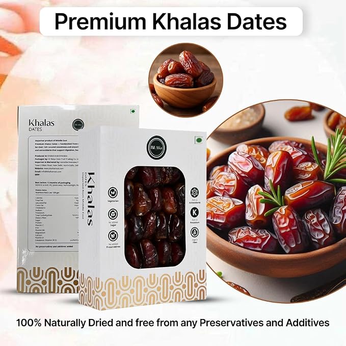 Bilafiatreat Premium Arabian Khalas Fresh Dates, Natural and No Added Suga, Rich in Fibre, UAE Imported, Healthy Snack, Wet Dried Fruit (500 gm)