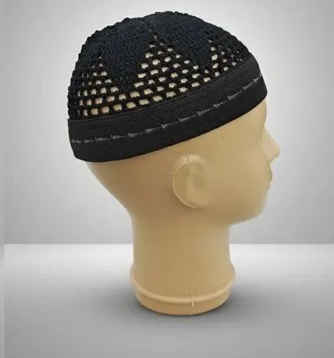Men’s Islamic Prayer Cap – Handmade 100% Cotton Stretchable Star Design, Free Size